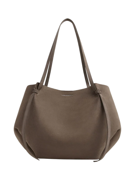 CHARLES & KEITH XL Calla Tote Bag, Stone Grey, Stone Grey