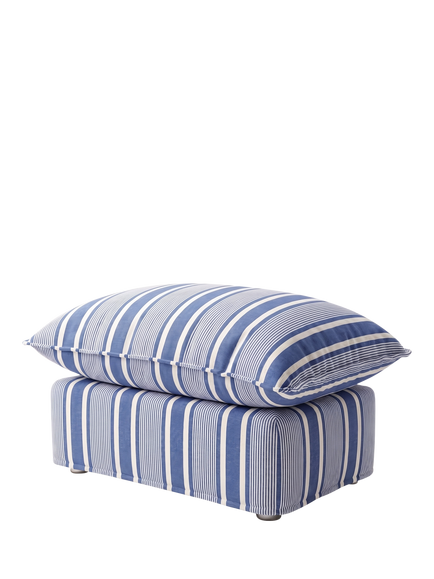 John Lewis x Sophie Conran Cocobella Footstool, Deauville Stripe Cornish Blue