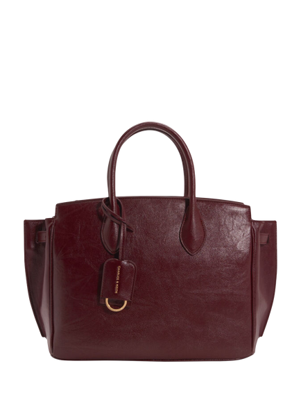 CHARLES & KEITH Ginerva Tote Bag, Burgundy, Wineberry Red