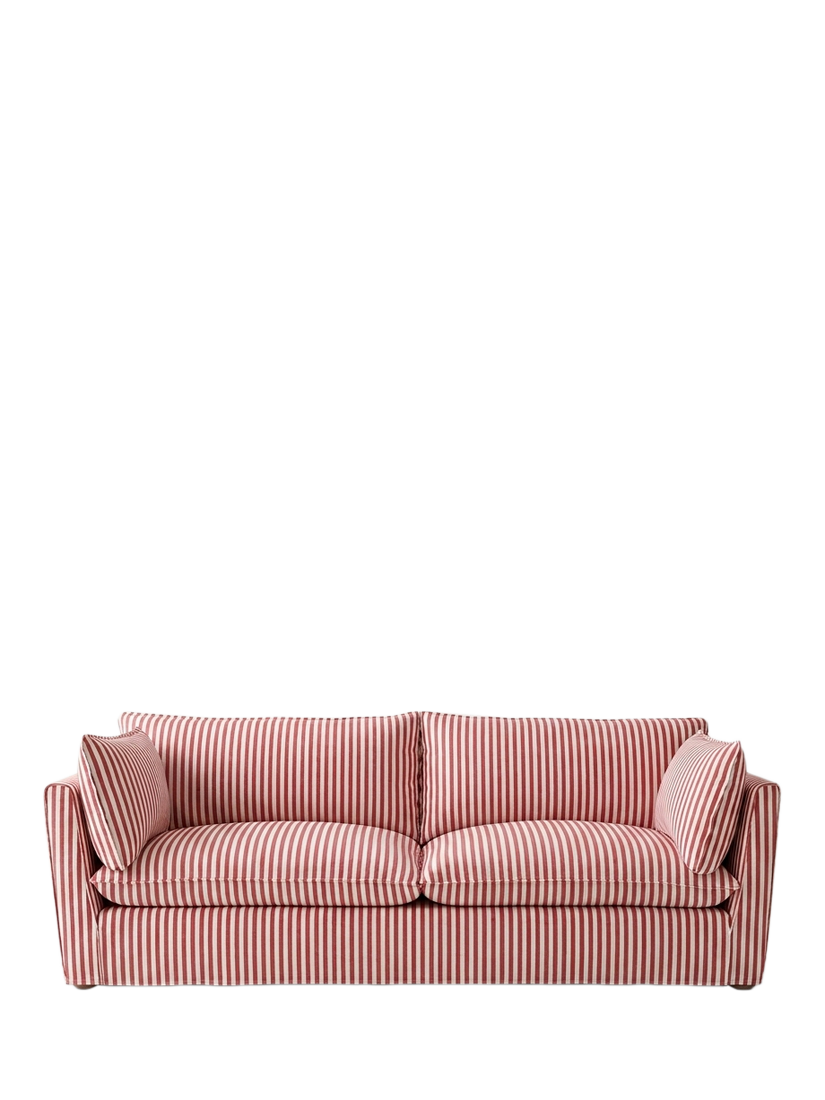 Cocobella Range, John Lewis x Sophie Conran Cocobella Large 3 Seater Sofa, Quill Stripe Red