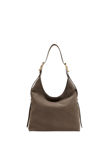 CHARLES & KEITH Aislin Suede Hobo Bag, Stone Grey, Stone Grey