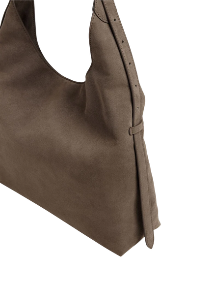 CHARLES & KEITH Aislin Suede Hobo Bag, Stone Grey - view 2, Stone Grey