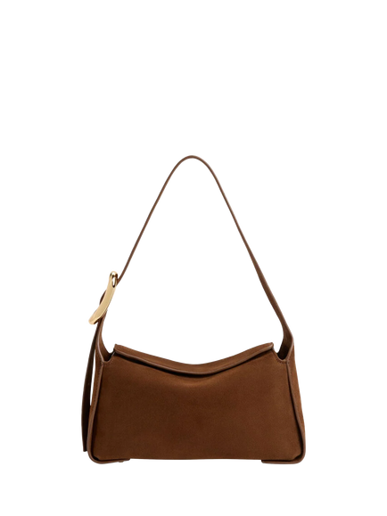 CHARLES & KEITH Aislin Suede Shoulder Bag, Pecan Brown, Pecan Brown