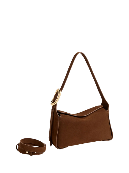 CHARLES & KEITH Aislin Suede Shoulder Bag, Pecan Brown - view 2, Pecan Brown