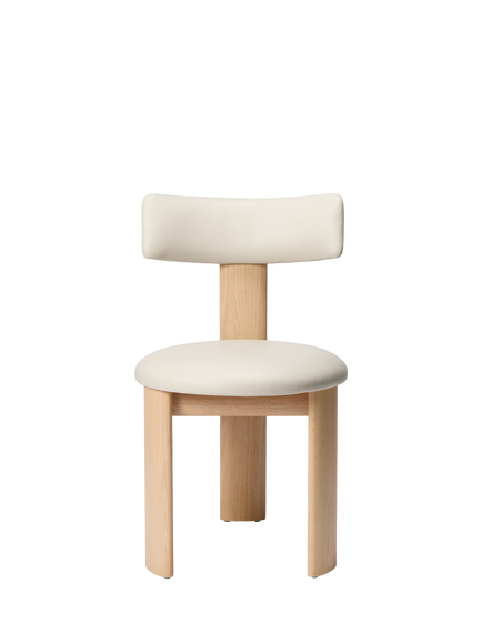 The Conran Shop Pip Dining Chair Lacquered Oak/Prescott Leather, Cream, Oak