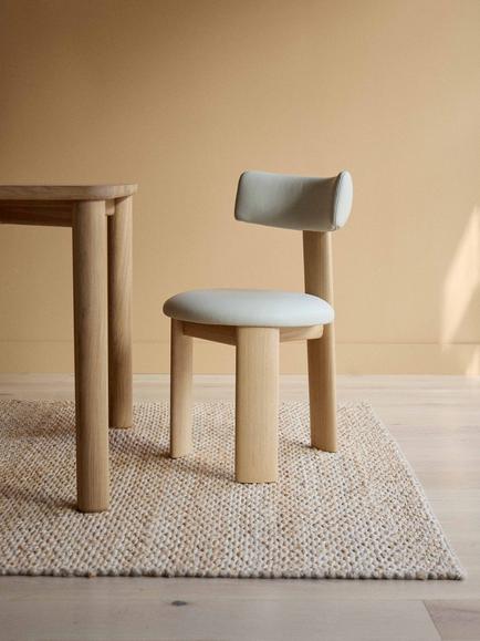 The Conran Shop Pip Dining Chair Lacquered Oak/Prescott Leather, Cream - view 2, Oak