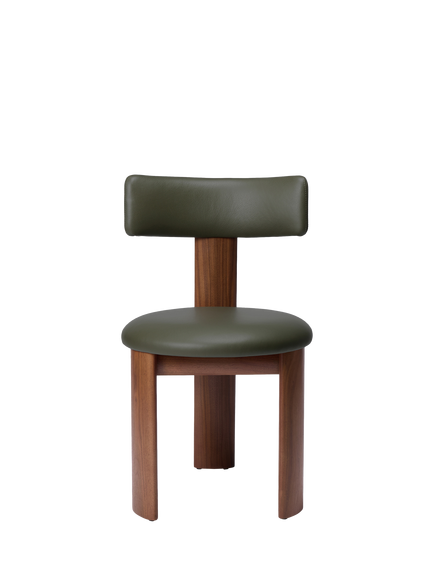 The Conran Shop Pip Dining Chair Lacquered Walnut/Prescott Leather, Birch Green, Walnut