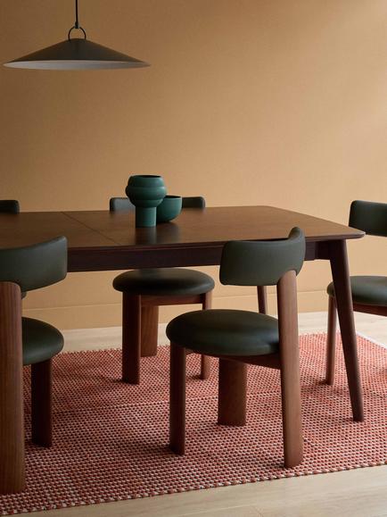 The Conran Shop Pip Dining Chair Lacquered Walnut/Prescott Leather, Birch Green - view 2, Walnut
