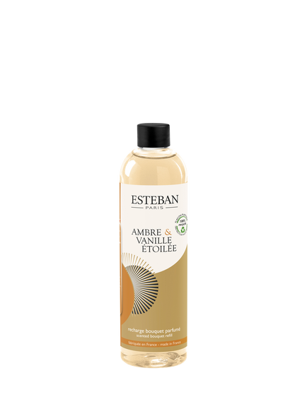 Esteban Refillable Vanilla & Amber Scented Reed Diffuser Refill, 250ml, Beige / Gold