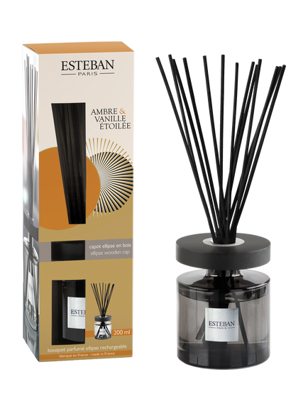 Esteban Refillable Vanilla & Amber Scented Reed Diffuser, 200ml, Beige / Gold