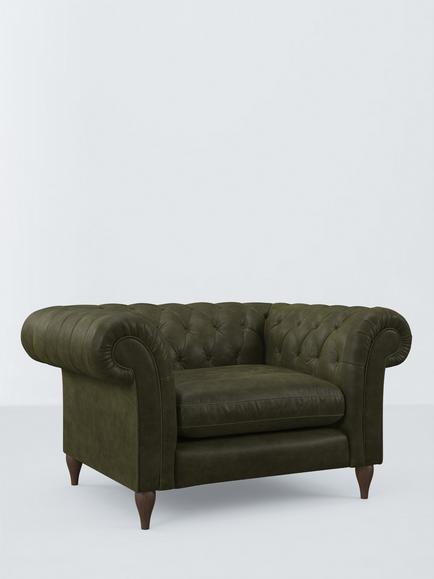John Lewis Winchester Leather Snuggler, Dark Leg, Demetra Green