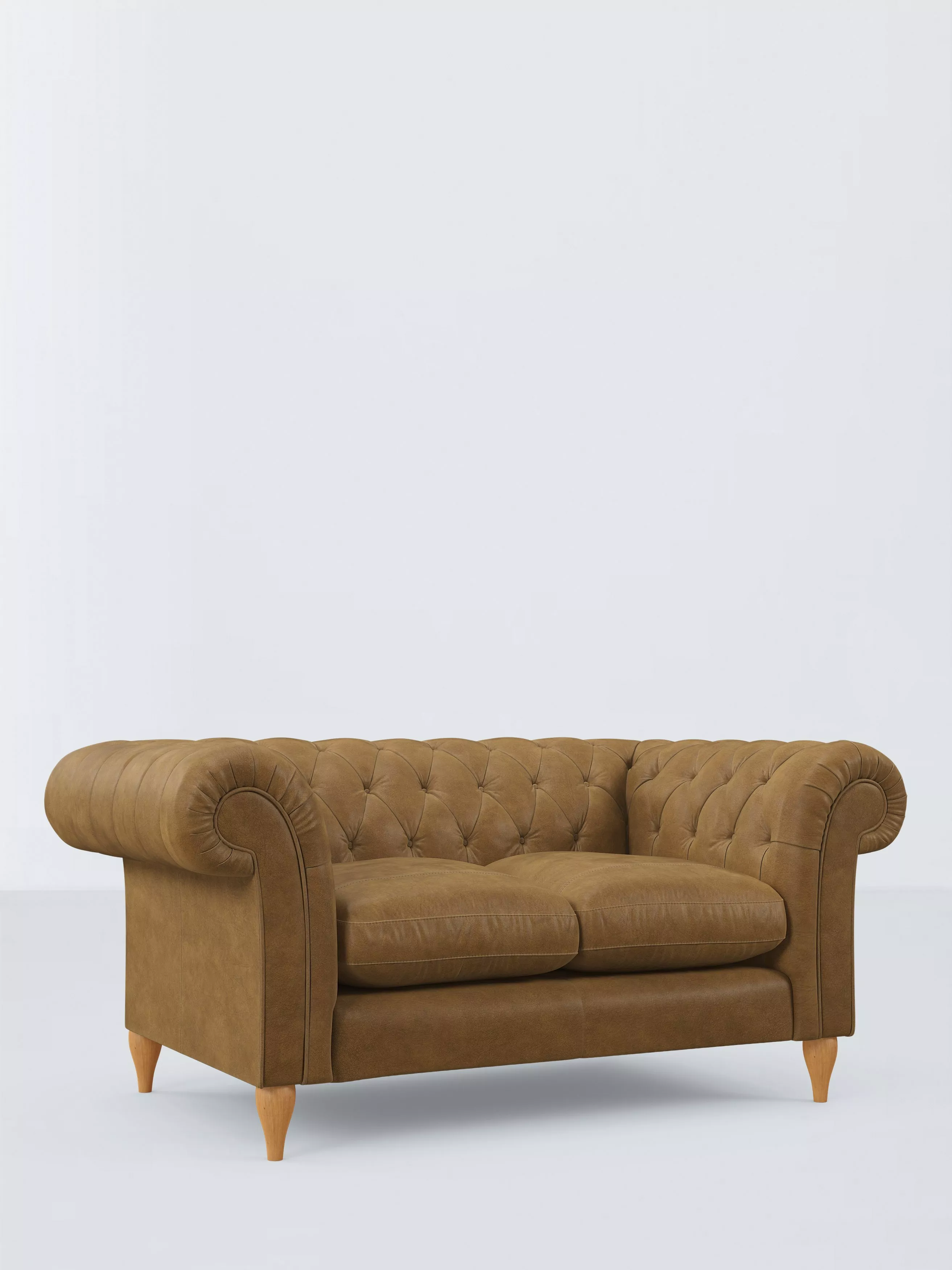 John Lewis Winchester Grand 4 Seater Leather Sofa, Light Leg, Brown Tan