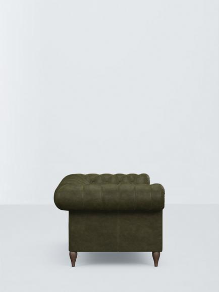 John Lewis Winchester Grand 4 Seater Leather Sofa, Dark Leg - view 2, Demetra Green