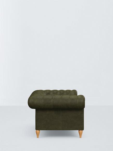 John Lewis Winchester Grand 4 Seater Leather Sofa, Light Leg - view 2, Demetra Green