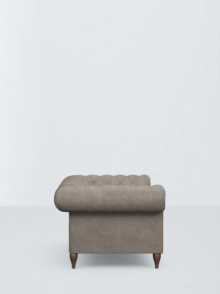 John Lewis Winchester Grand 4 Seater Leather Sofa, Dark Leg - view 2, Demetra Grey