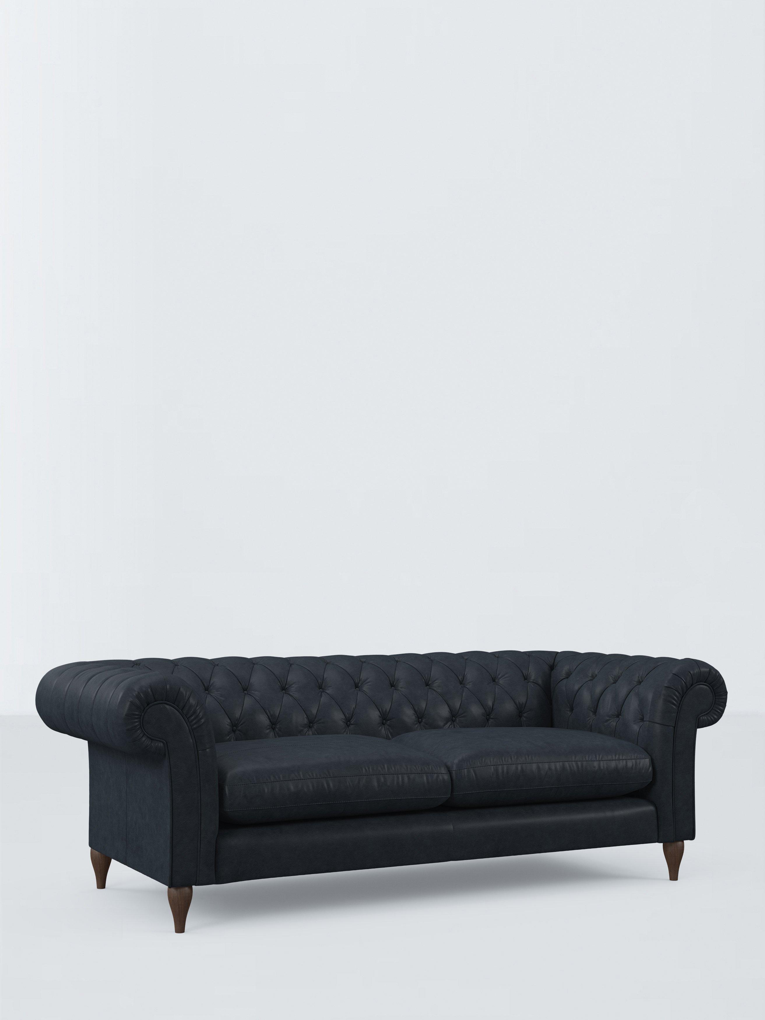 Winchester Range, John Lewis Winchester Grand 4 Seater Leather Sofa, Dark Leg, Vintage Jeans