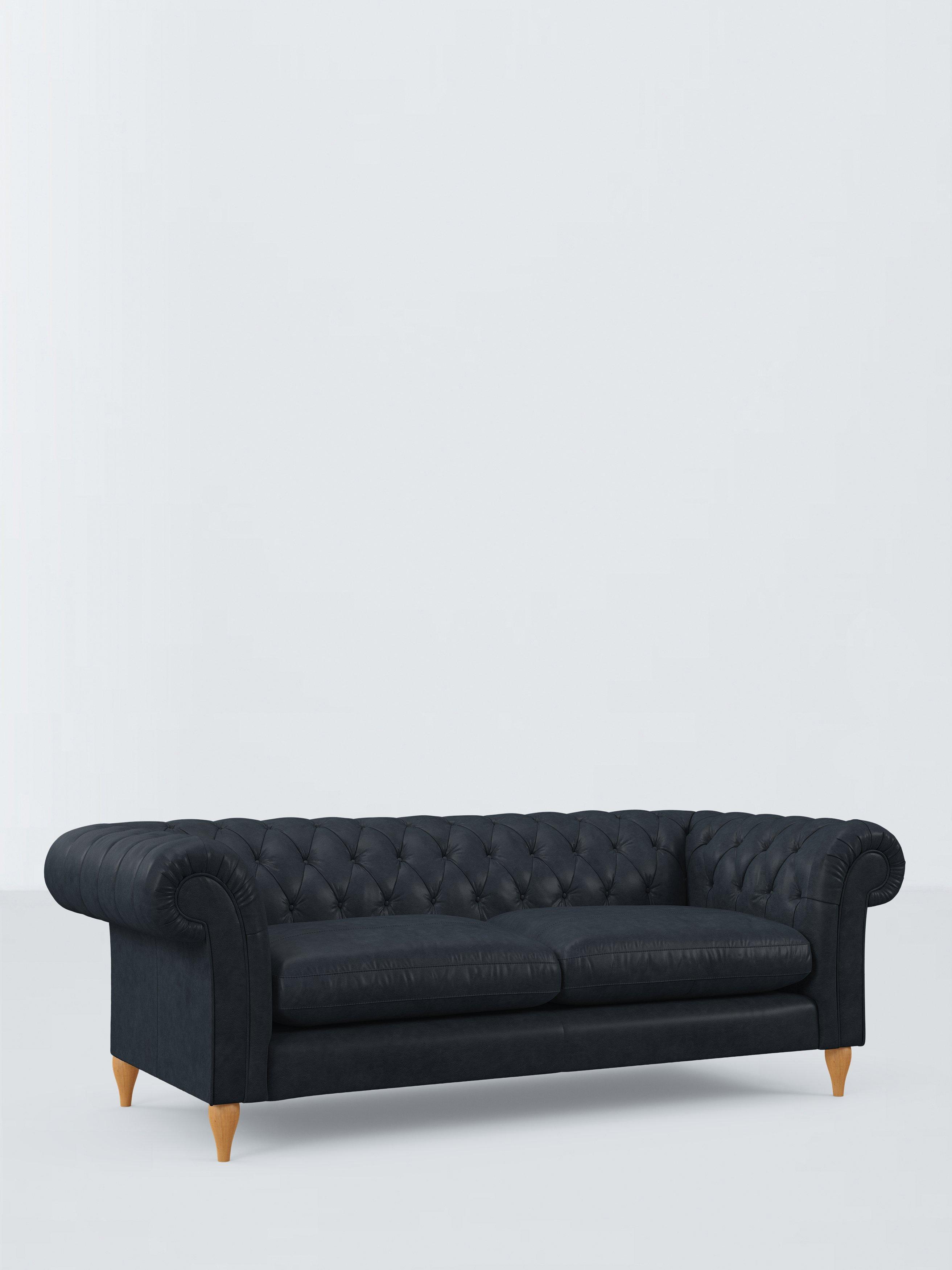 Winchester Range, John Lewis Winchester Grand 4 Seater Leather Sofa, Light Leg, Vintage Jeans