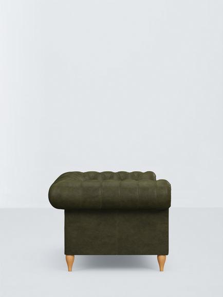John Lewis Winchester Large 3 Seater Leather Sofa, Light Leg - view 2, Demetra Green