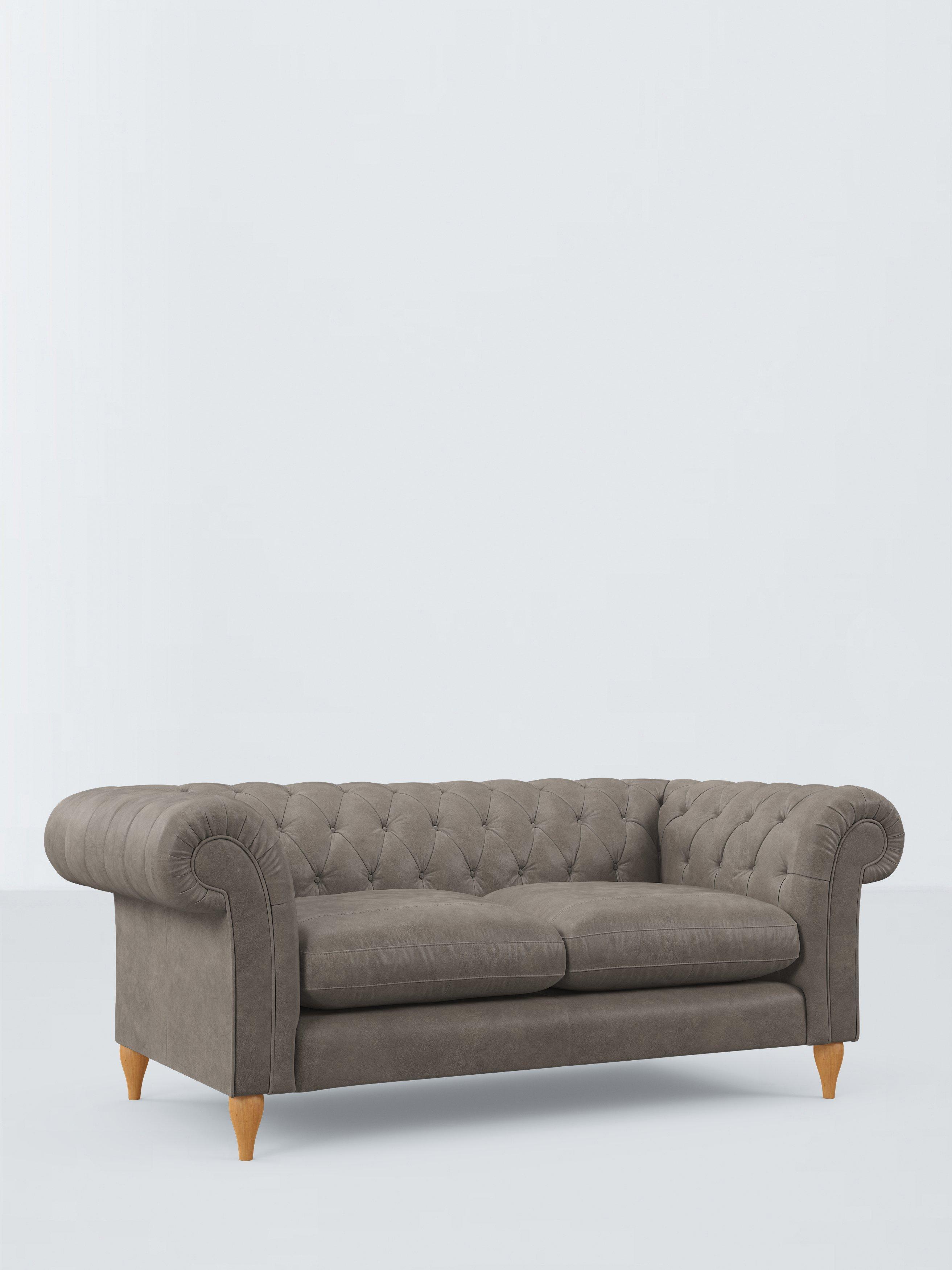 Winchester Range, John Lewis Winchester Large 3 Seater Leather Sofa, Light Leg, Demetra Grey