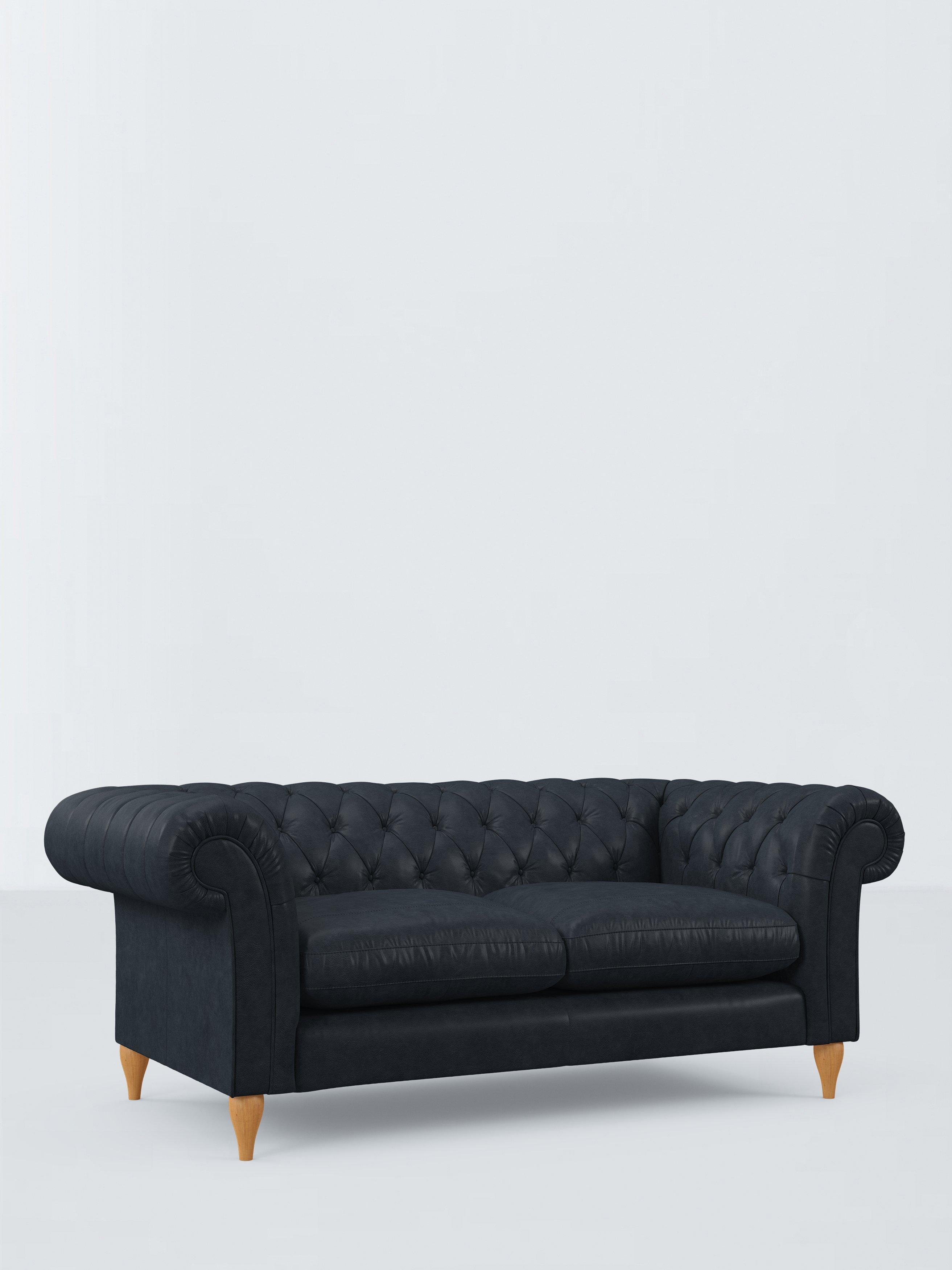 Winchester Range, John Lewis Winchester Large 3 Seater Leather Sofa, Light Leg, Vintage Jeans
