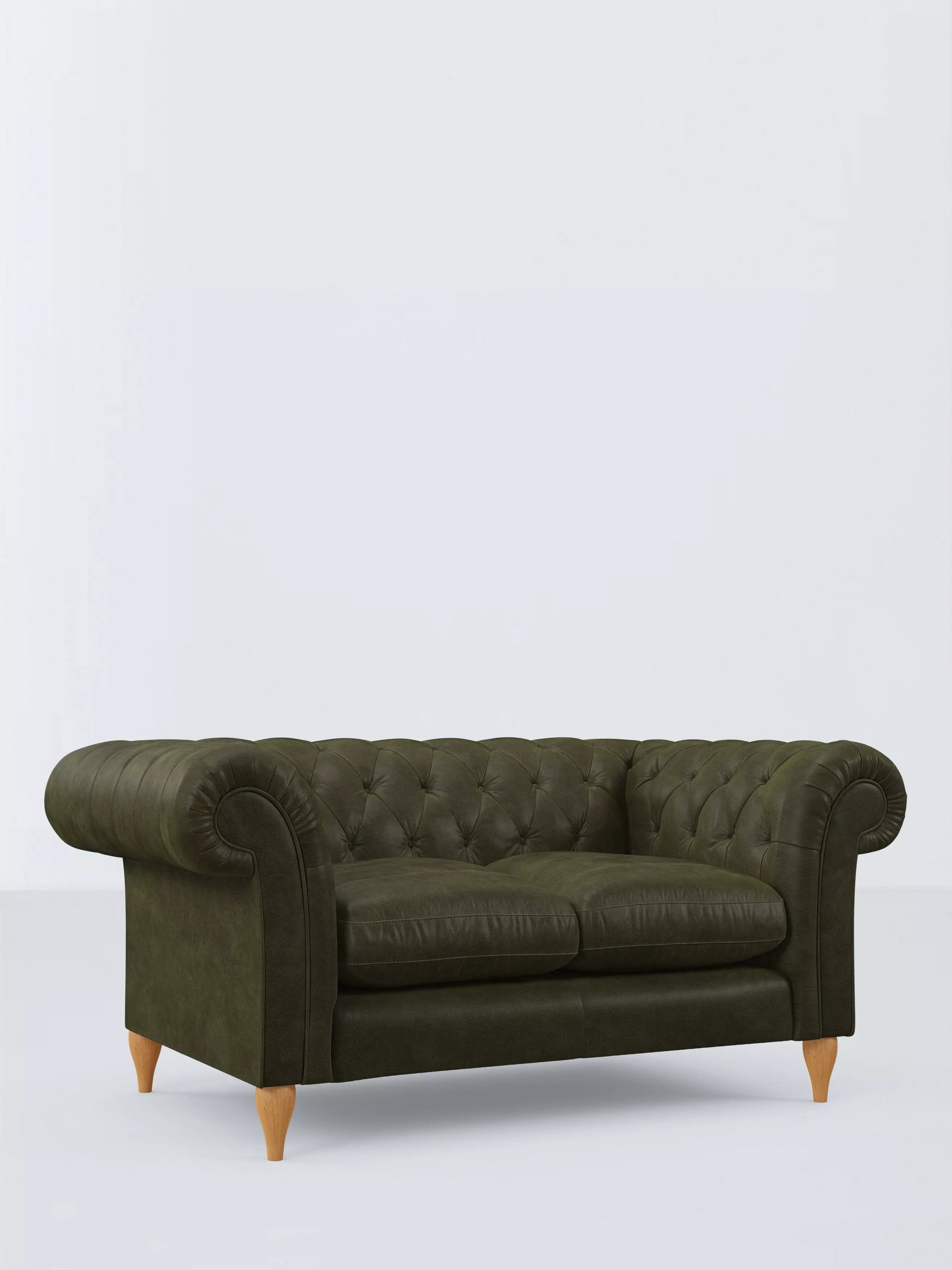 John Lewis Winchester Small 2 Seater Leather Sofa, Light Leg