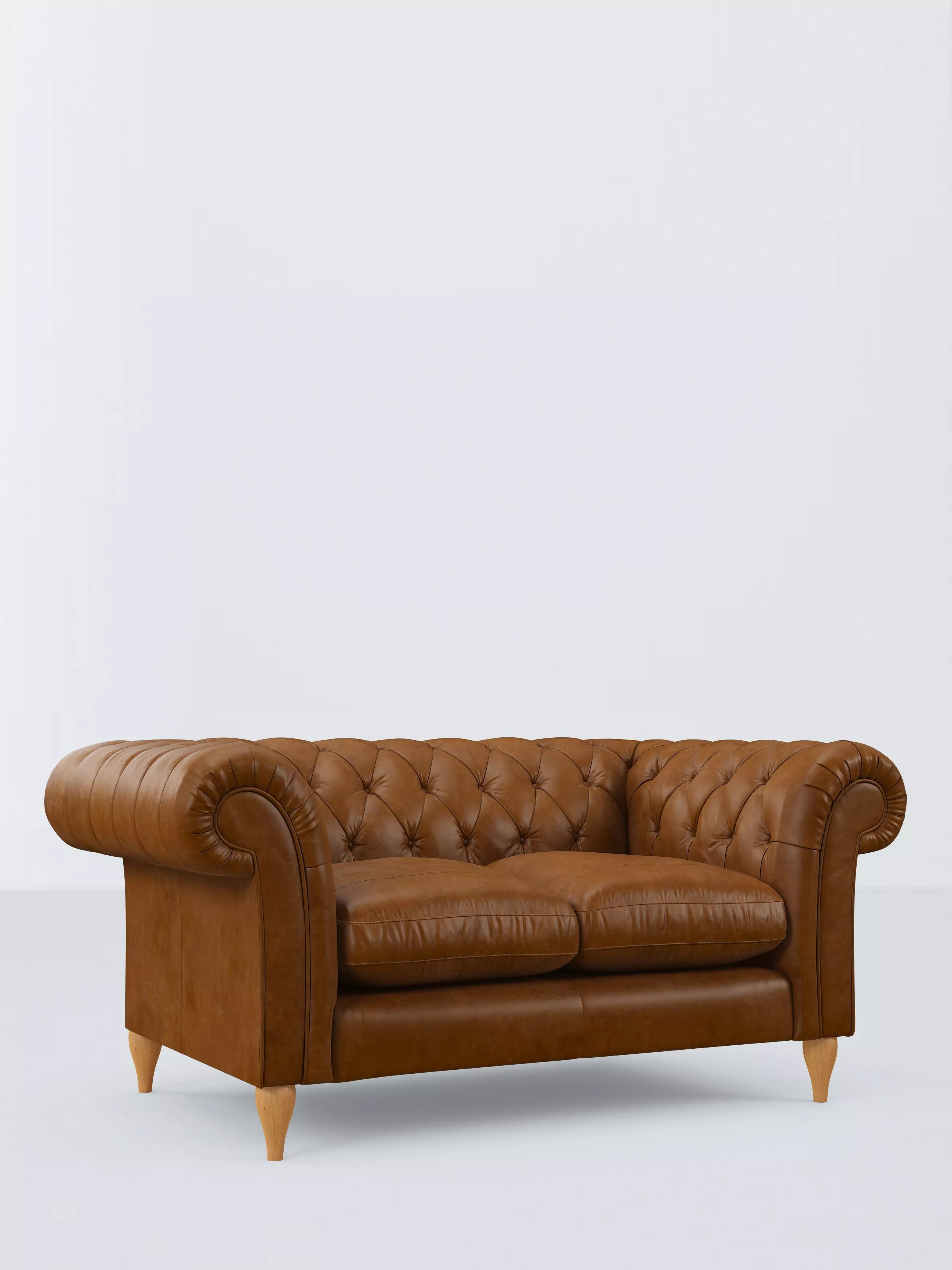 John Lewis Winchester Small 2 Seater Leather Sofa, Light Leg