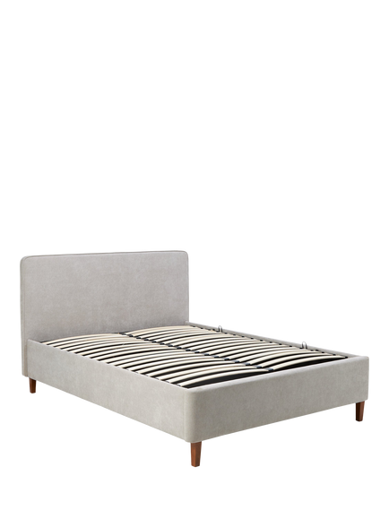 John Lewis OUTLET Clyde Ottoman Storage Bed Frame, Double, Like New, Brushed Weave Grey, Brushed Weave Grey