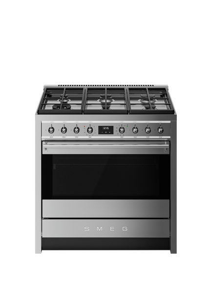Smeg Opera Classic A90G001PX 90cm Duel Fuel Range Cooker with Gas Hob, Stainless Steel, Stainless Steel