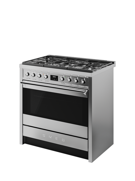 Smeg Opera Classic A90G001PX 90cm Duel Fuel Range Cooker with Gas Hob, Stainless Steel - view 2, Stainless Steel