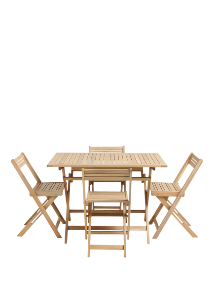 John Lewis OUTLET Acacia Wood Foldable 4-Seater Garden Dining Table & Chairs Set, Like New, Natural, Natural