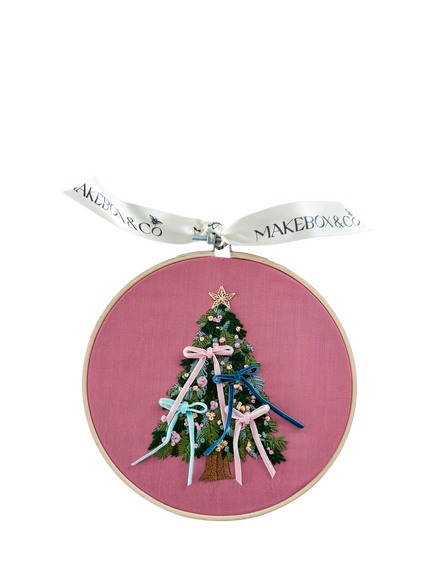 MakeBox & Co Bow Christmas Tree Embroidery Kit, Multi