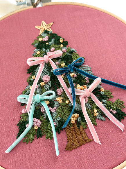 MakeBox & Co Bow Christmas Tree Embroidery Kit - view 2, Multi