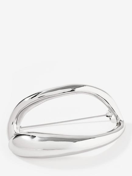 Mint Velvet Open Curved Brooch, Silver