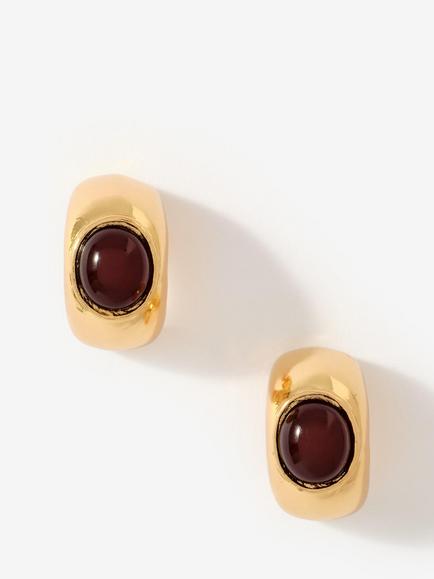 Mint Velvet Curved Hoop Earrings, Gold/Red, Gold/Red