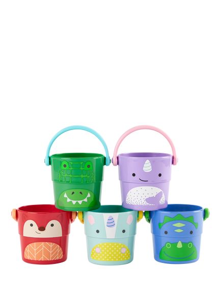 Skip Hop Zoo Stack & Pour Bath Buckets, Set of 5, Multi