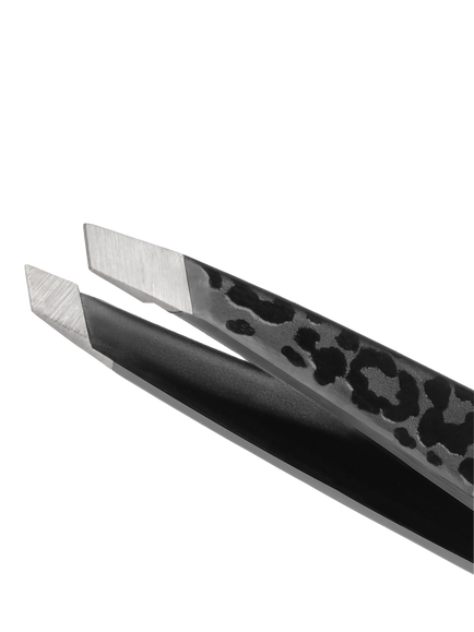 Tweezerman Mini Slant Tweezer, Leopard - view 2, Black Leopard