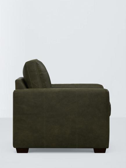John Lewis Olivia Leather Armchair, Dark Leg - view 2, Demetra Green