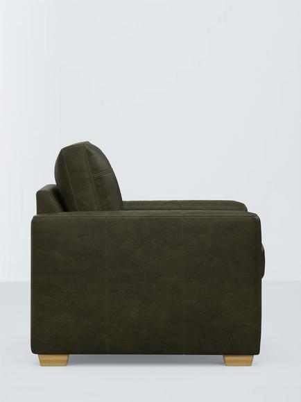 John Lewis Olivia Leather Armchair, Light Leg - view 2, Demetra Green