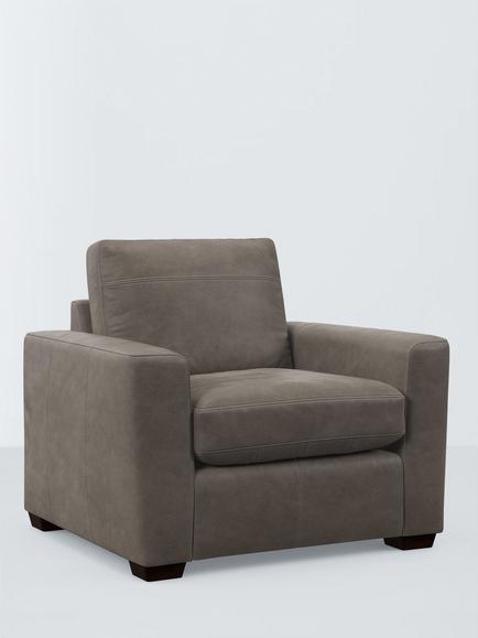 John Lewis Olivia Leather Armchair, Dark Leg, Demetra Grey