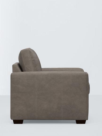 John Lewis Olivia Leather Armchair, Dark Leg - view 2, Demetra Grey