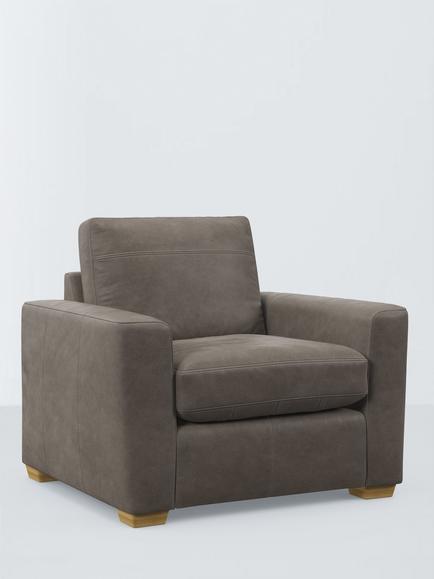 John Lewis Olivia Leather Armchair, Light Leg, Demetra Grey