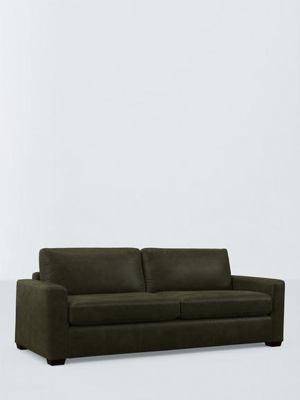 John Lewis Olivia Grand 4 Seater Leather Sofa, Dark Leg, Demetra Green