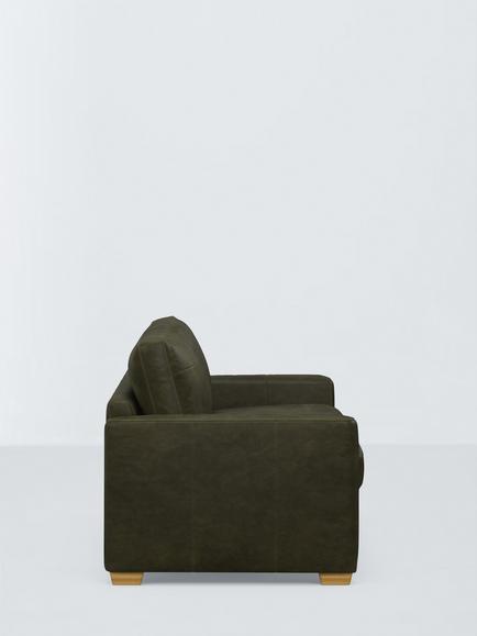 John Lewis Olivia Grand 4 Seater Leather Sofa, Light Leg - view 2, Demetra Green