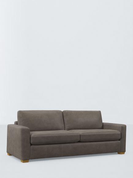 John Lewis Olivia Grand 4 Seater Leather Sofa, Light Leg, Demetra Grey