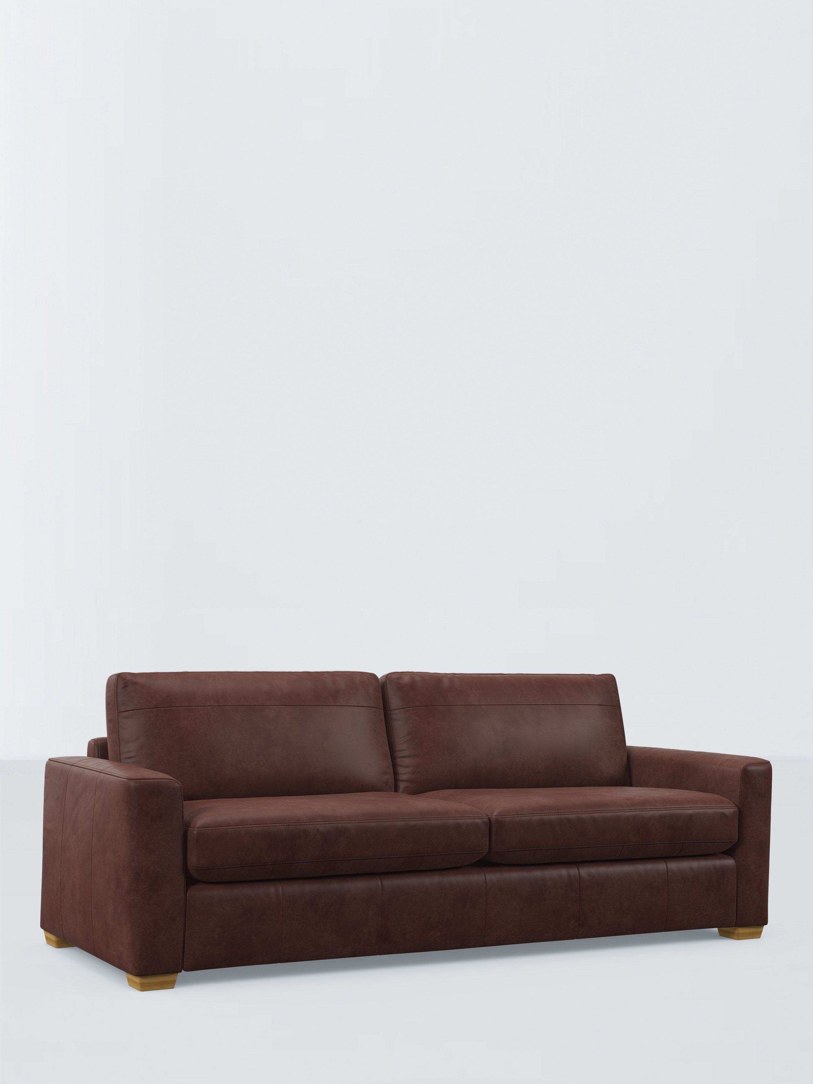 Olivia Range, John Lewis Olivia Grand 4 Seater Leather Sofa, Light Leg, Matt Black