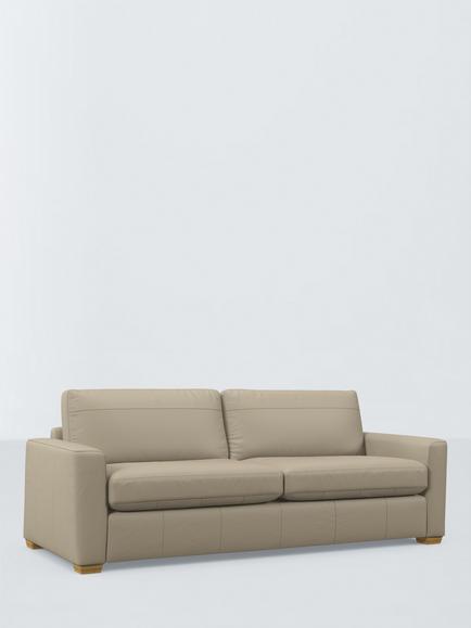 John Lewis Olivia Grand 4 Seater Leather Sofa, Light Leg, Matt Pearl