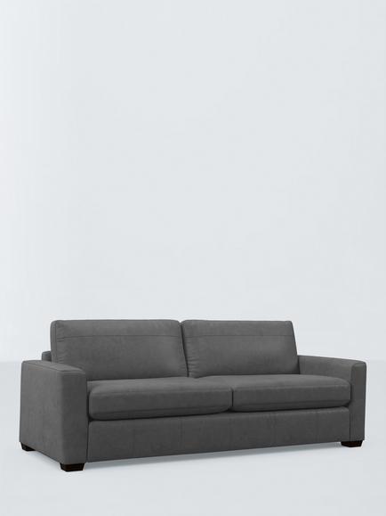 John Lewis Olivia Grand 4 Seater Leather Sofa, Dark Leg, Vintage Shadow