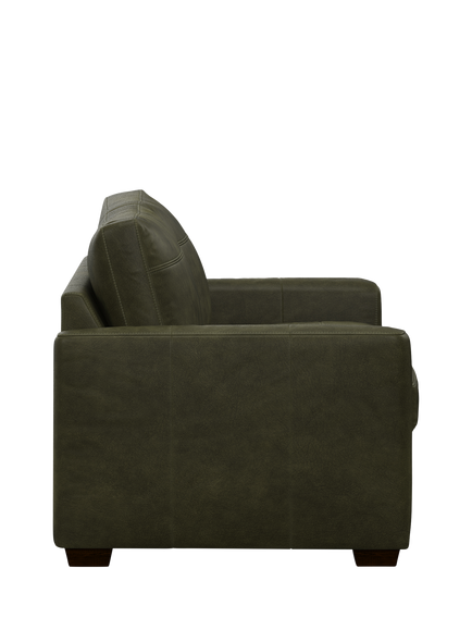 John Lewis Olivia Large 3 Seater Leather Sofa, Dark Leg - view 2, Demetra Green