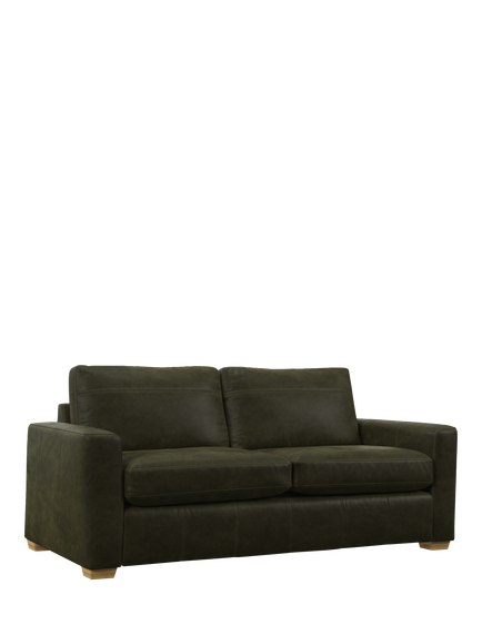 John Lewis Olivia Large 3 Seater Leather Sofa, Light Leg, Demetra Green