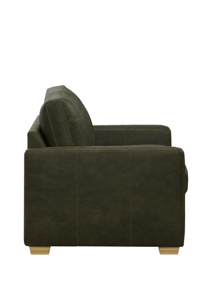 John Lewis Olivia Large 3 Seater Leather Sofa, Light Leg - view 2, Demetra Green